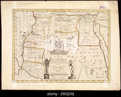 Une nouvelle carte de la partie nord de l'Afrique antirente qui confond les cheffes, les villes, les villes, les rivières, les montagnes, &c. En Mauritanie, Numidia, Afrique propria, Libye propria et Egypte : dédié à son Altesse William, Duc de Gloucester , Afrique, Nord, Géographie historique, cartes, Premières œuvres à la collection du Centre de cartes Norman B. Leventhal 1800 Banque D'Images