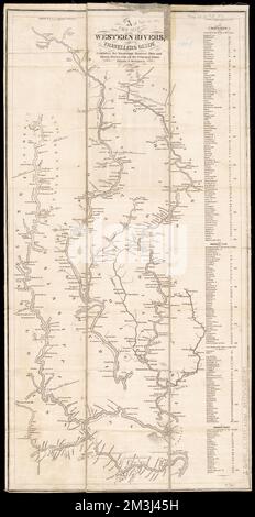 Une nouvelle carte des rivières de l'Ouest, ou, guide des voyageurs : présentant les rivières du Mississippi, du Missouri, de l'Ohio, et de l'Illinois avec toutes les villes principales, les îles et les distances, fleuve Mississippi, cartes, fleuve Missouri, cartes, Ohio River, cartes, Illinois River, cartes Norman B. Leventhal Map Center Collection Banque D'Images