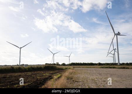 Parc éolien au Danemark, fournissant de l'électricité écologique Banque D'Images