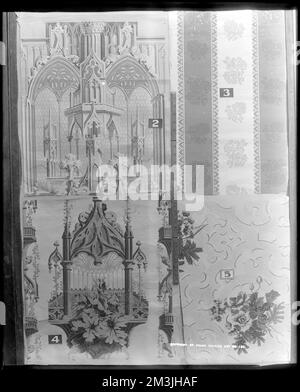 Objets, papier peint, divers dessins, de la maison Samuel Fowler, Danversport, 166 High Street , Fonds d'écran, Fowler, Samuel, 1776-1859. Collection de négatifs sur plaque de verre de Frank cousins Banque D'Images