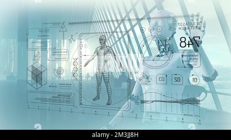 Recherche médicale du corps humain et intelligence artificielle. Banque D'Images