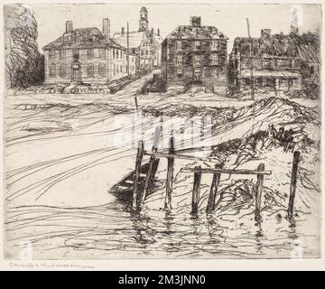 Vieux Portsmouth, Piers & Wharves, Maisons, Waterfront. Charles H. Woodbury (1864-1940). Imprime Banque D'Images