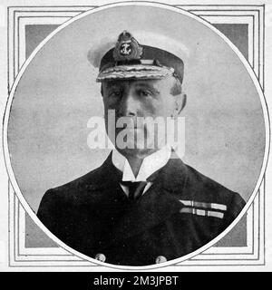 L'amiral John R. Jellicoe (1859 - 1935), commandant suprême des flottes britanniques en 1914. Bien que critiqué à l'époque de la bataille de Jutland pour n'avoir pas réussi à vaincre catégoriquement la marine allemande, Jellicoe a réussi à neutraliser la menace allemande pour le reste de la guerre. Il devint 1st seigneur de la mer de l'Amirauté en 1916, fut promu amiral de la flotte en 1919 et devint gouverneur de la Nouvelle-Zélande en 1920. Il a été créé le vicomte Jellicoe de Scapa en 1918 en reconnaissance de ses services pendant la première Guerre mondiale Date: 1914 Banque D'Images