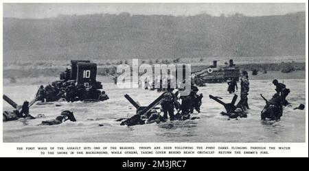 Troupes américaines débarquant le jour J ; seconde Guerre mondiale, 1944 Banque D'Images