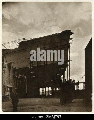 R.M.S 'Queen Mary' en construction, Clydebank Banque D'Images