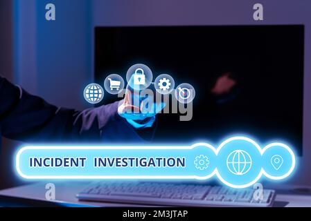 Rédaction affichant le texte enquête sur un incident. Approche commerciale responsable de l'intégrité de l'incident Banque D'Images