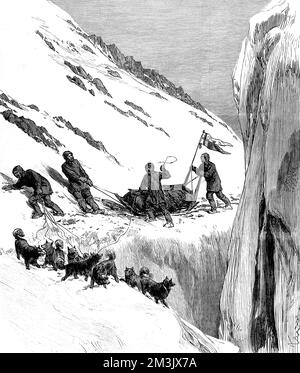 Groupe de luge sur l'expédition britannique dans l'Arctique, 1875-1876. Banque D'Images