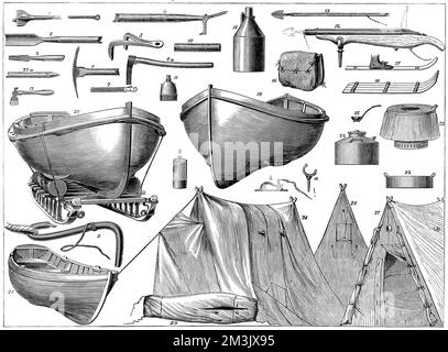 Équipement utilisé dans l'expédition britannique dans l'Arctique, 1875 - 1876 Banque D'Images