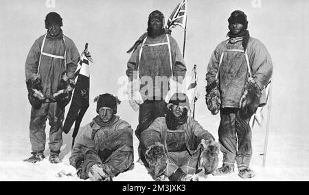 Le capitaine Scott et ses hommes au pôle Sud 1912 Banque D'Images