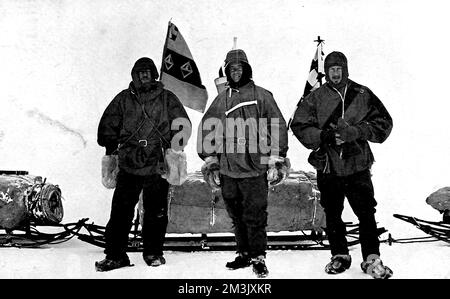 Lt. Shackleton, Capitaine Scott et Dr Wilson, Antarctique Banque D'Images