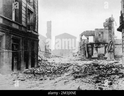 Guernica après les bombardements, guerre civile espagnole, 1937. Banque D'Images