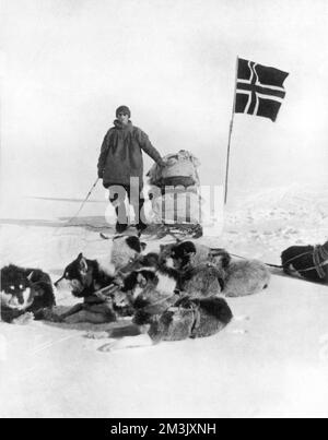 Le drapeau norvégien au pôle Sud 1911 Banque D'Images