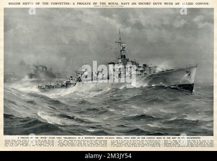 HMS 'Helmsdale', Atlantique Nord, 1944 Banque D'Images