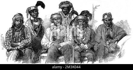 Amérindiens. Billy Bowlegs et sa suite d'Indian Chie Banque D'Images