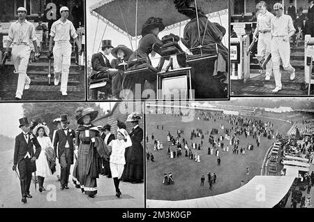 Le match de cricket d'Eton contre Harrow, Lords, 1910. Banque D'Images