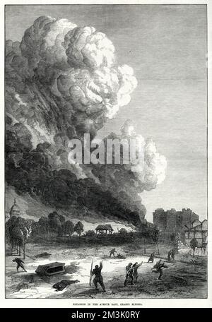 Explosion dans l'avenue Rapp ; commune de Paris 1871 Banque D'Images