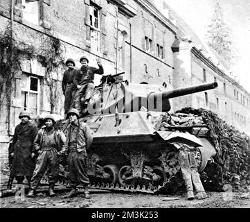 American Tank Destroyer à Stavelot ; seconde Guerre mondiale, 1944. Banque D'Images