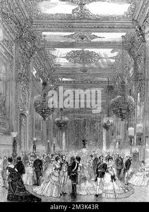 Événement formel dans la salle de réception de la reine Victoria, château de Windsor. 1874 Banque D'Images