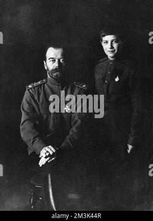 Tsar Nicolas II et Tserarevich Alexei de Russie Banque D'Images