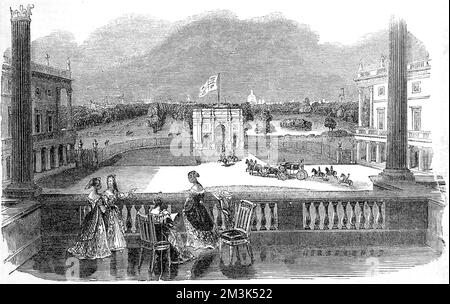 Londres, vue depuis Buckingham Palace 1842 Banque D'Images