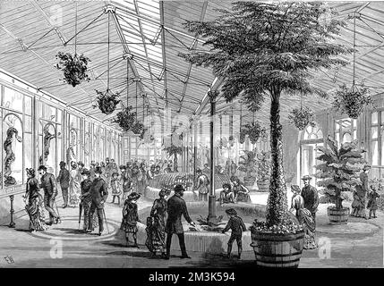 Intérieur de la Reptile House aux jardins de la Zoological Society (zoo de Londres) dans Regent's Park. 1883 Banque D'Images