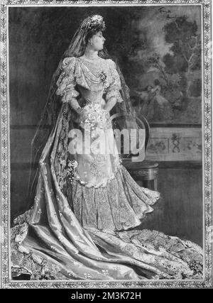 La reine d'Espagne dans sa robe de mariée Banque D'Images