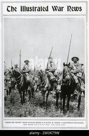 A monté des soldats indiens pendant la bataille de la somme. 1916 Banque D'Images