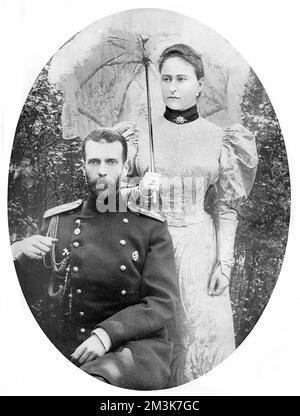 Grand-duc de Russie Sergueï Alexandrovitch (1857-1905) avec sa femme, la Grande princesse Elizaveta Feodorovna, anciennement la princesse Elisabeth (Ella) de Hesse (1864-1918). Date : 25th février 1905 Banque D'Images