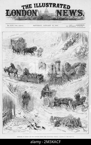 TEMPÊTE DE NEIGE À LONDRES 1881 Banque D'Images