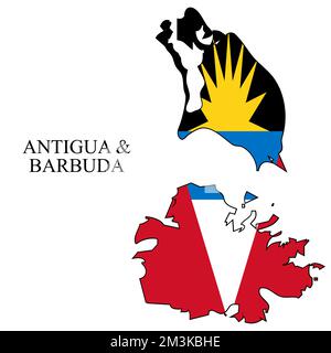 Illustration vectorielle de la carte d'Antigua-et-Barbuda. Économie mondiale. Pays célèbre. Caraïbes. Amérique latine. Amérique. Illustration de Vecteur