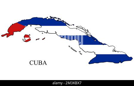 Illustration vectorielle de la carte Cuba. Économie mondiale. Pays célèbre. Caraïbes. Amérique latine. Amérique. Illustration de Vecteur