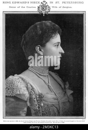 Avant d'épouser le Grand-Duc Sergei Alexandrovitch de Russie en 1884, le Grand-duchesse Sergius était la princesse Elizabeth Alexandra Louise Alice de Hesse, la deuxième fille du Grand-Duc de Hesse et de la princesse Alice. Elle est devenue connue dans la société russe pour sa beauté, son charme et sa charité envers les pauvres. 1864-1918 Banque D'Images
