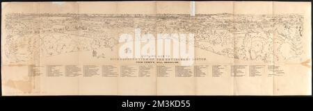 Exposer la clé de la vue de Richardson sur les environs de Boston de Corey's Hill, Brookline , Boston Mass., vues aériennes Norman B. Leventhal Map Center Collection Banque D'Images