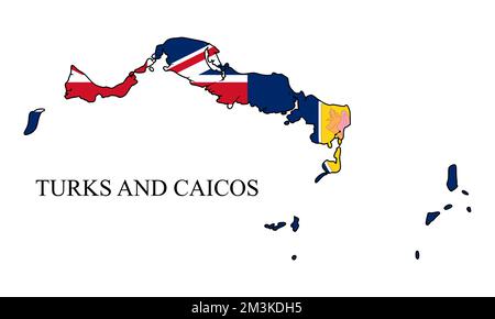 Illustration vectorielle de la carte des îles Turks et Caicos. Économie mondiale. Pays célèbre. Caraïbes. Amérique latine. Amérique. Illustration de Vecteur