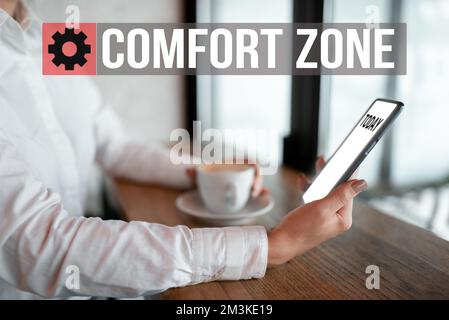 Écriture affichant le texte Comfort zone. Les affaires présentent Une situation où l'on se sent en sécurité ou à l'aise ont le contrôle Banque D'Images