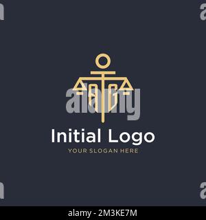 Logo monogramme AG initial avec des idées de conception de style de balance et de pilier Illustration de Vecteur