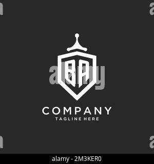 Logo BA monogramme initial avec conception de la forme de protection Illustration de Vecteur