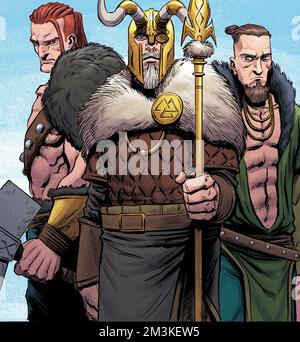 odin thor et loki, les dieux de la mythologie de norse Banque D'Images