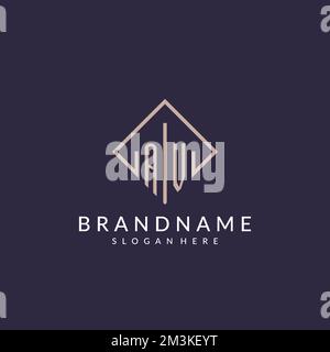 AV premier logo monogramme avec des idées de design de style rectangle Illustration de Vecteur