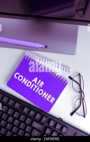 Écriture affichant le texte Air Conditioner, Business vitrine appareil pour laver l'air et contrôler son humidité et sa température Banque D'Images