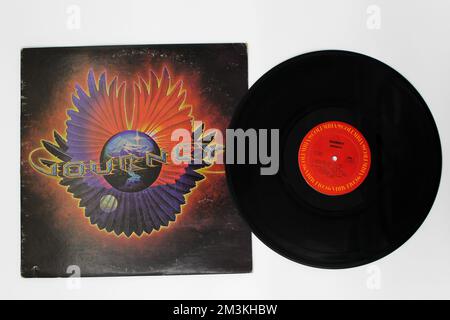 Hard Rock et soft rock band, Journey band album de musique sur vinyle disque LP. Intitulé: Couverture de l'album infini Banque D'Images