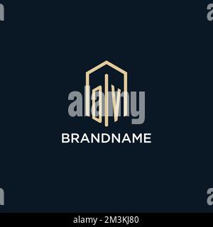 DV logo monogramme initial avec style de forme hexagonale, logo immobilier design idées inspiration vecteur Illustration de Vecteur