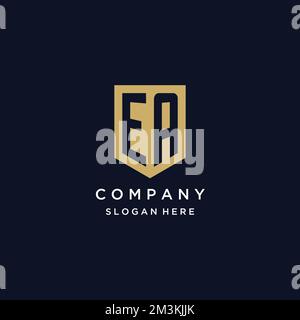 Logo initiales EA monogramme avec modèle d'icône de bouclier Illustration de Vecteur