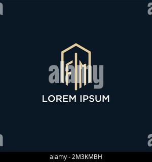 FM logo monogramme initial avec style de forme hexagonale, logo immobilier design idées inspiration vecteur Illustration de Vecteur