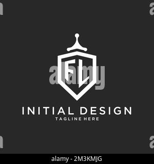 Logo FL monogramme initial avec des idées de conception de la forme de la protection Illustration de Vecteur