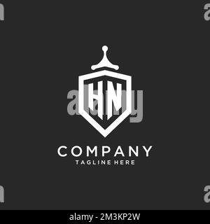 Logo HN monogramme initial avec des idées de conception de la forme de protection Illustration de Vecteur