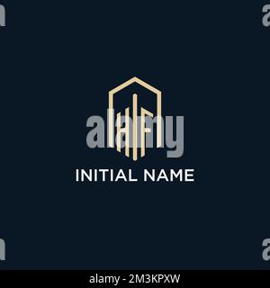 HF logo initial monogramme avec style de forme hexagonale, logo immobilier design idées inspiration vecteur Illustration de Vecteur