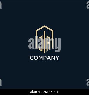 JA logo monogramme initial avec style de forme hexagonale, logo immobilier design idées inspiration vecteur Illustration de Vecteur