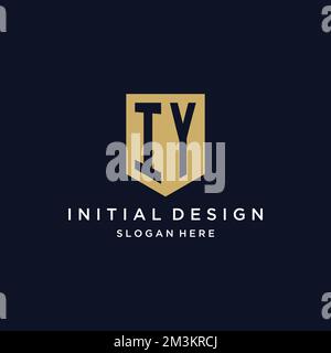 IY monogramme initiales logo design avec modèle d'icône de bouclier Illustration de Vecteur