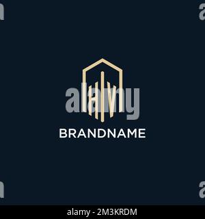 HV logo initial monogramme avec style de forme hexagonale, logo immobilier design idées inspiration vecteur Illustration de Vecteur